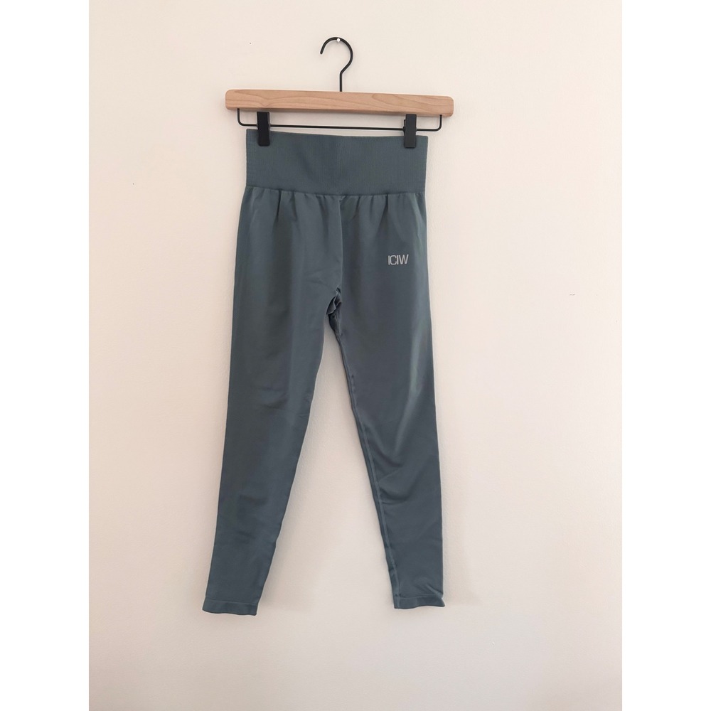 ICIW ICANIWILL Women Seamless High Waisted Leggings Teal Blue Size Small